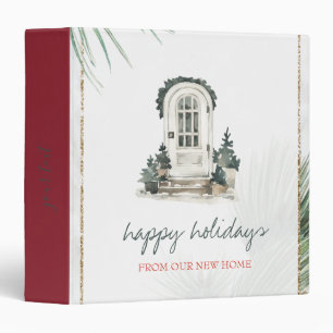Watercolor Pine Tree Front Door Holiday 3 Ring Binder