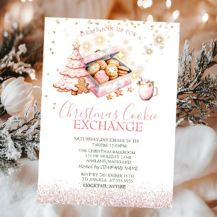 Watercolor Pine Tree Gingerbread Cookies Christmas Invitation