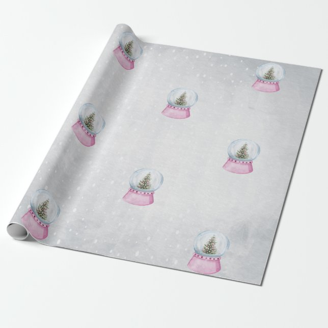 Watercolor Pine Tree,Globe Wrapping Paper (Unrolled)