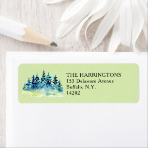 Watercolor Pine Tree Hand-Drawn Return Address Label