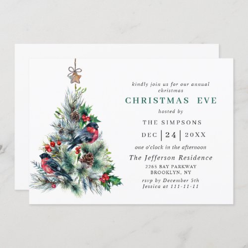 Watercolor Pine Tree Holiday CHRISTMAS EVE Invitation
