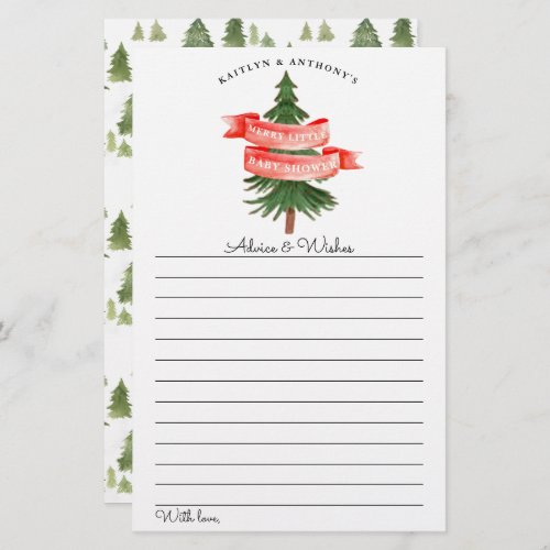Watercolor Pine Tree Merry Little Baby Shower