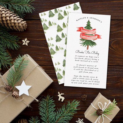 Watercolor Pine Tree Merry Little Baby Shower Book Enclosure Card