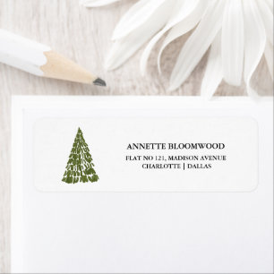 Watercolor Pine Tree Minimal Christmas Label