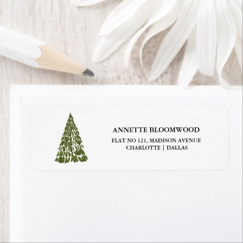 Watercolor Pine Tree Minimal  Christmas  Label