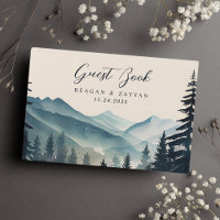 Watercolor Pine Tree Mountain Wedding