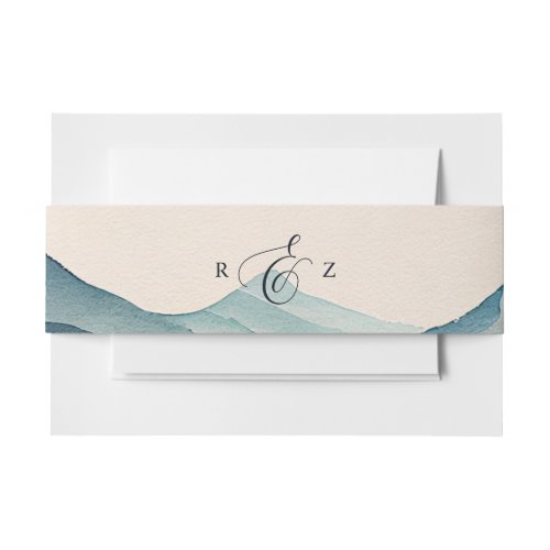Watercolor Pine Tree Mountain Wedding Invitation Belly Band