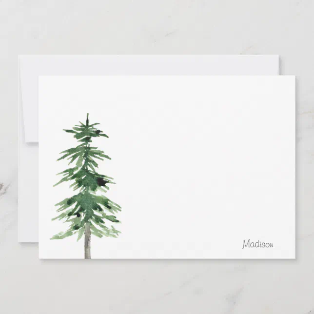 Watercolor Pine Tree Note Card | Zazzle