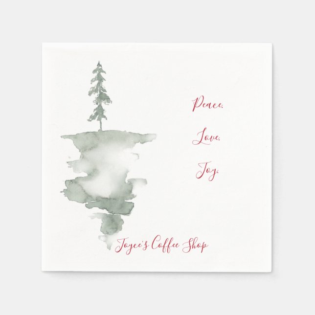Watercolor Pine Tree Paper Napkin (Front)