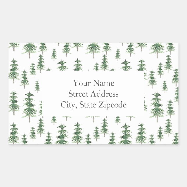 'Watercolor Pine Tree Pattern' Labels (Front)