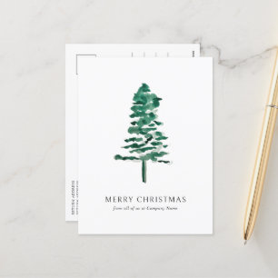Watercolor Pine Tree Photo Business Christmas Holiday Postcard