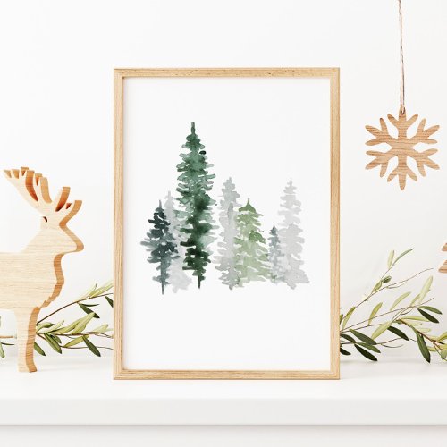 Watercolor Pine Tree Poster