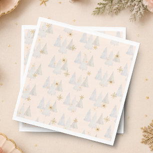 Watercolor Pine Tree Snowflake Christmas Holiday Napkins