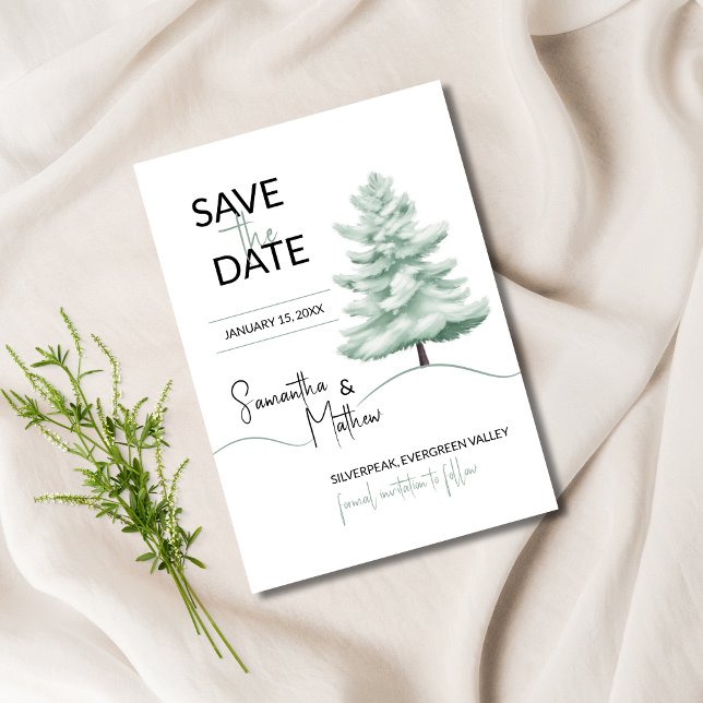 Watercolor Pine Tree Winter Wonderland  Save The Date (Creator Uploaded)