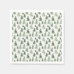 Watercolor Pine Tree Woodland Forest Napkins