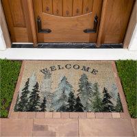 Watercolor Pine Tree Woods Forest Welcome