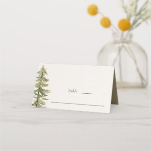 Watercolor Pine Trees Bible Verse Wedding Place Card