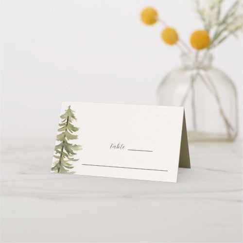 Watercolor Pine Trees Bible Verse Wedding Place Card
