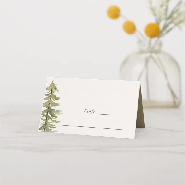 Watercolor Pine Trees Bible Verse Wedding Place Card Zazzle