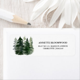 Watercolor Pine Trees Christmas Label