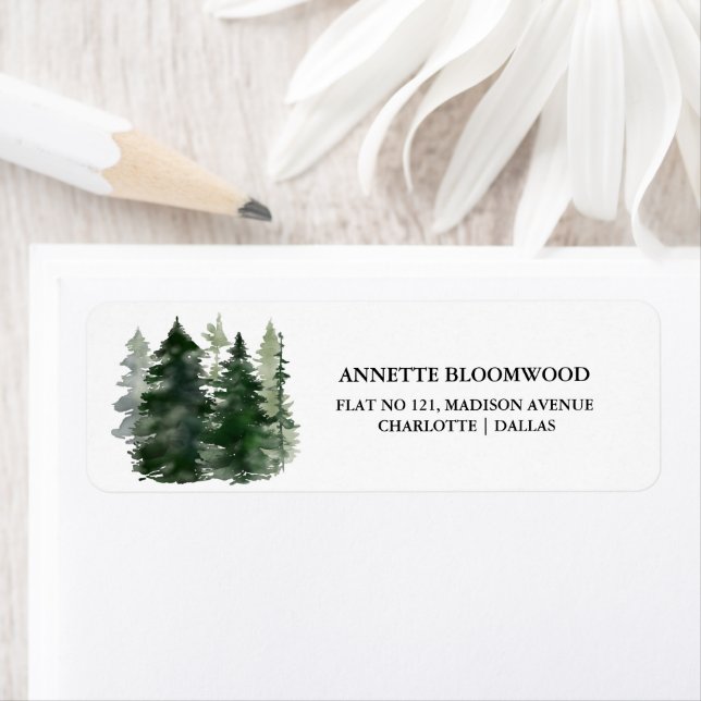 Watercolor Pine Trees | Christmas  Label (Insitu)