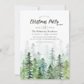 Watercolor Pine Trees Christmas Party Invitation | Zazzle