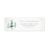 Watercolor Pine Trees Christmas Return Address Label (Front)