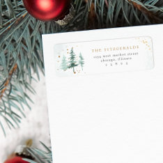 Watercolor Pine Trees Christmas Return Address Label at Zazzle