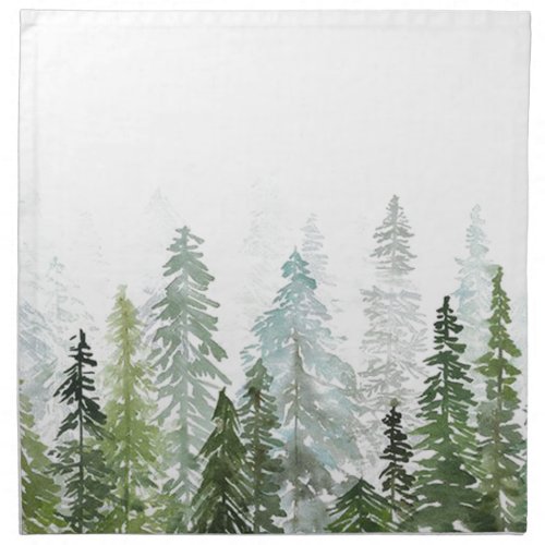 Watercolor Pine Trees Cloth Napkin