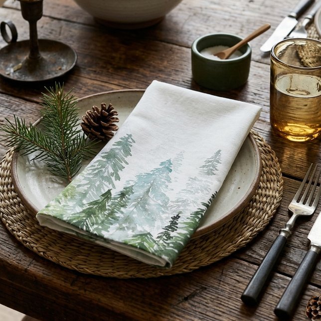 Watercolor Pine Trees Cloth Napkin (Creator Uploaded)