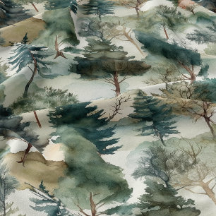 Watercolor Pine Trees Fabric