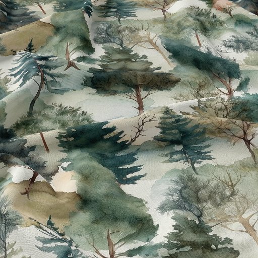 Watercolor Pine Trees Fabric