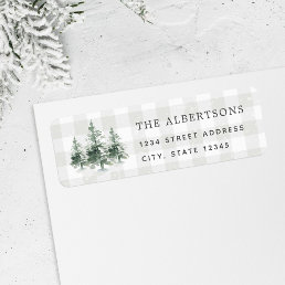 Watercolor Pine Trees Family Name Return Address Label