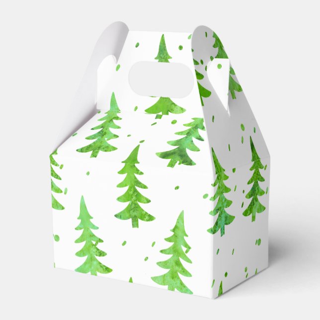Watercolor Pine Trees Favor Boxes (Front Side)