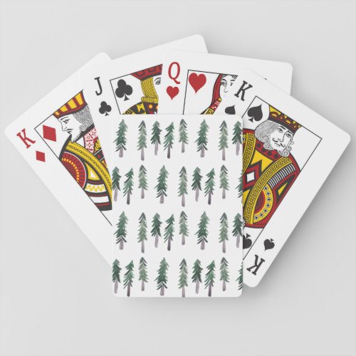 Watercolor Pine Trees Forest  Pattern Poker Cards