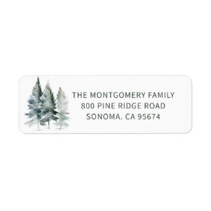 Watercolor Pine Trees Holiday Return Address Label