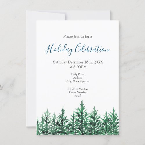 Watercolor Pine Trees Invitation