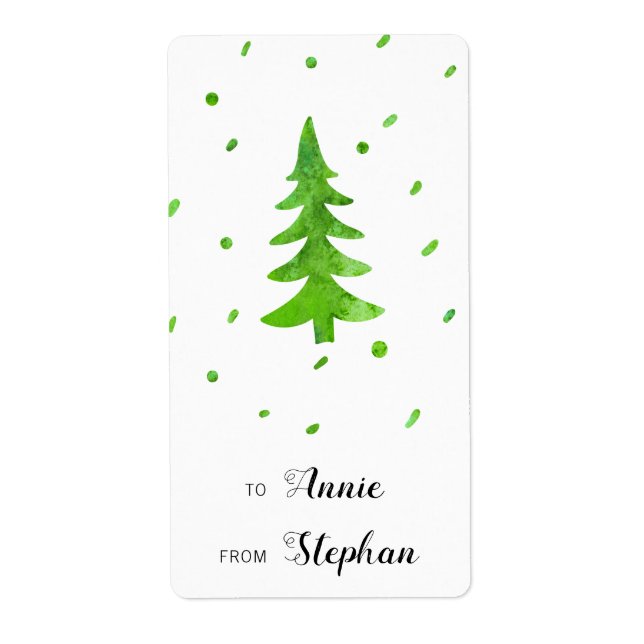 Watercolor Pine Trees Label (Front)