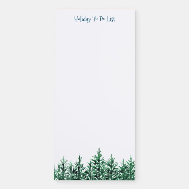 Watercolor Pine Trees Magnetic Notepad (Front)