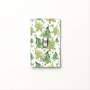 Watercolor Pine Trees Modern Rustic Country Chic Light Switch Cover