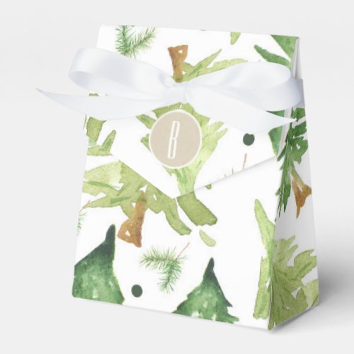 Watercolor Pine Trees Modern Rustic Kraft Party Favor Boxes