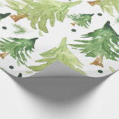 Watercolor Pine Trees Modern Rustic Wrapping Paper (Corner)