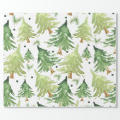 Watercolor Pine Trees Modern Rustic Wrapping Paper (Flat)