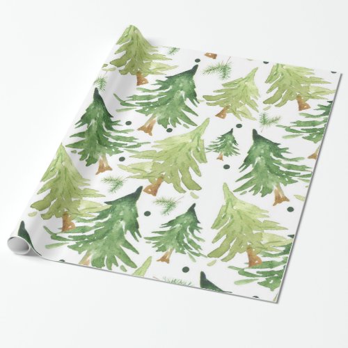 Watercolor Pine Trees Modern Rustic Wrapping Paper