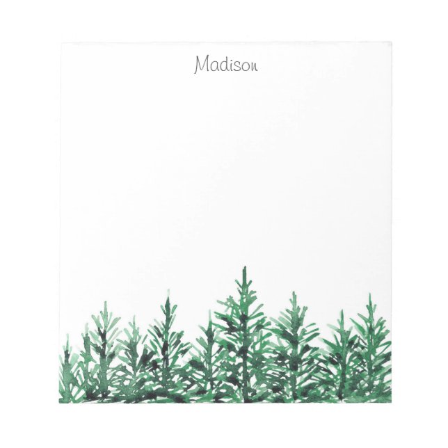 Watercolor Pine Trees Notepad (Front)