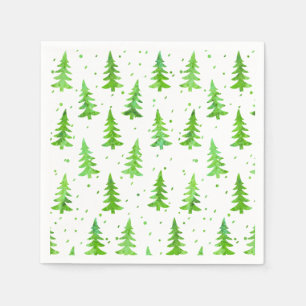 Watercolor Pine Trees Paper Napkins