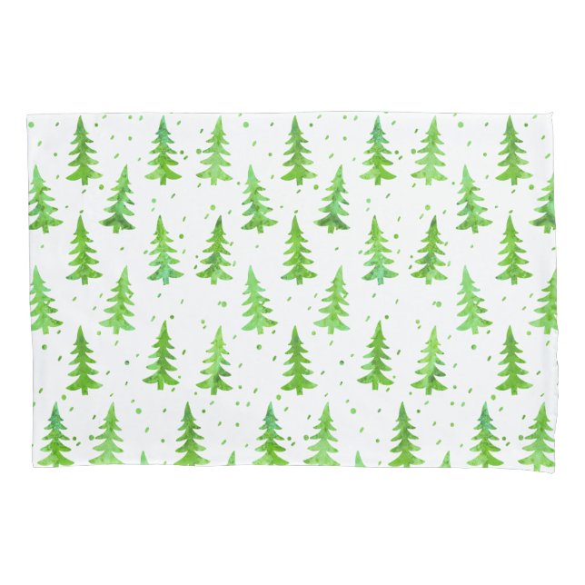 Watercolor Pine Trees Pillowcase (Front)
