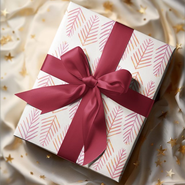 Watercolor Pine trees - pink Wrapping Paper Sheets (Creator Uploaded)