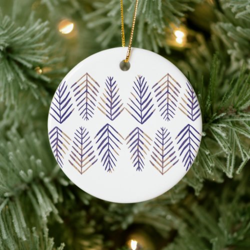 Watercolor Pine trees _ purple Ceramic Ornament
