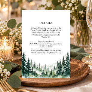 Watercolor Pine Trees Rustic Wedding Details Enclosure Card